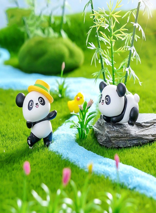 Spiaty Resin Miniature Panda Figurines Home, Office and Car Dashboard, Set of 4, Black and White - Image 4